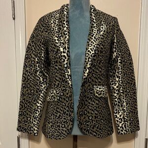 VENUS Metallic Leopard Print Blazer
